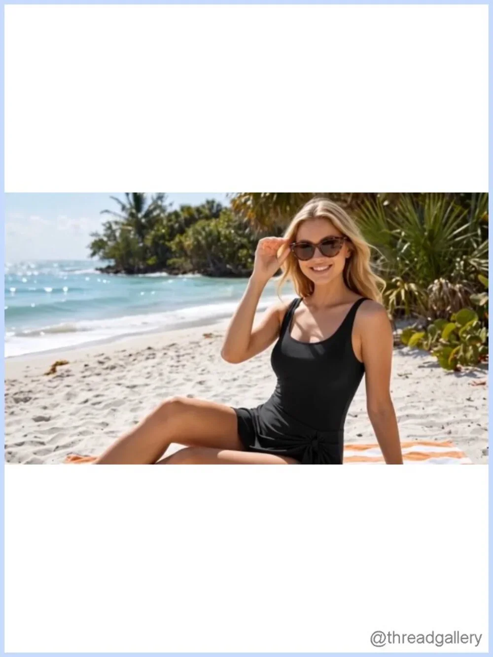 Women's Swim Dress U Neck Tummy Control Skirted Swimsuit Adjustable Straps